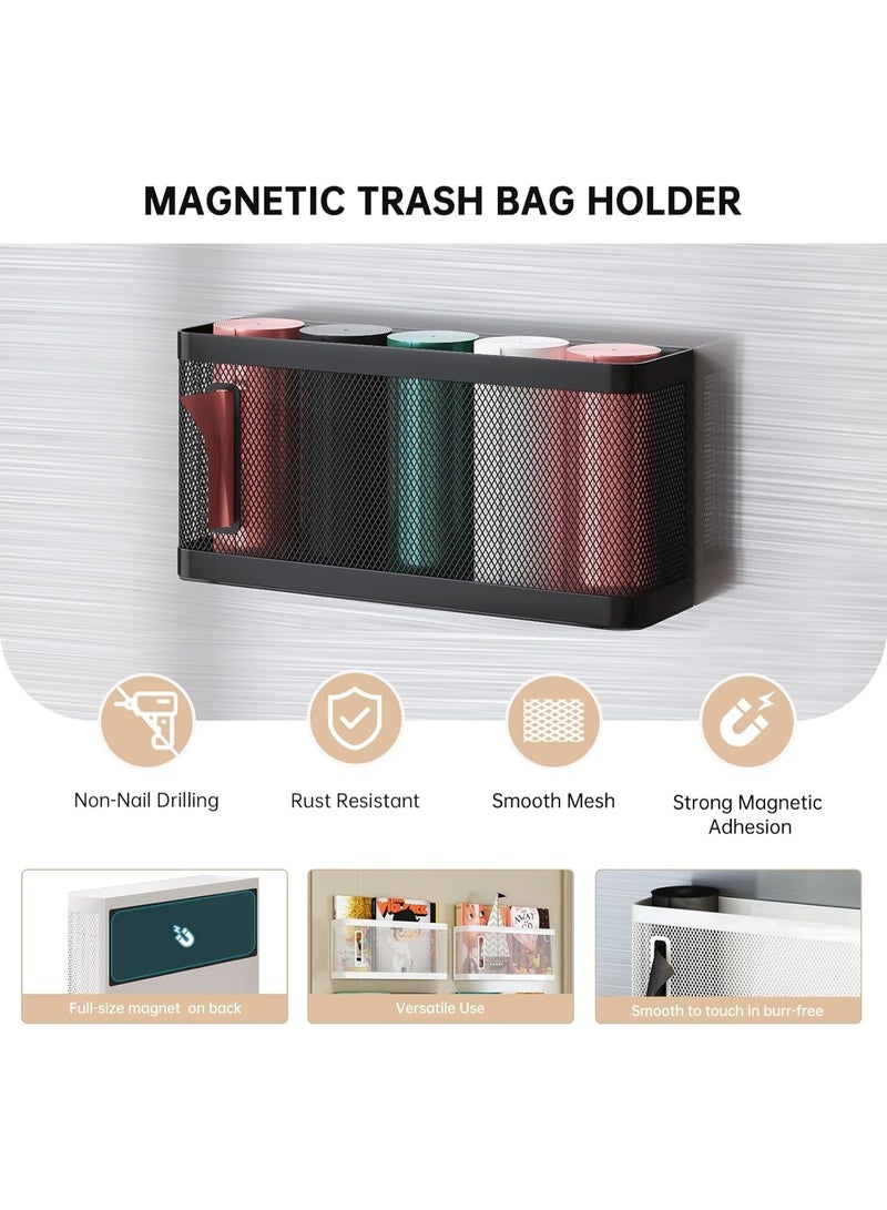 سيوسي Magnetic Refrigerator Shelf, Fridge Mount Basket, Space-Saving Kitchen Organizers, Heavy-Duty Storage Rack for Kitchen, Office, Trash Bags, Foil Rolls & Spices (Black, 27.5x7x13cm) - Image 2